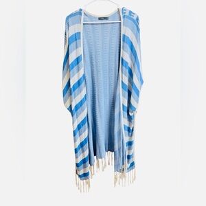 THML Blue and Cream Knit Top